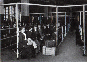 Immigrants waiting to be passed for entry into the United States, Ellis Island, New York circa 1928.