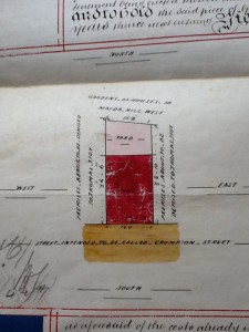 Drawing showing the plot to be developed by Thomas Tidy , 1859